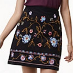 LOFT Floral Embroidered A-line Classic Skirt